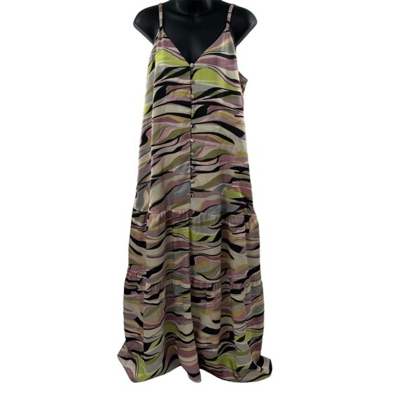 Ted Baker Warren Button Through Cami  Women's Tiered Midi Dress Size 3  US Size - Picture 2 of 10